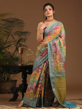 SHADES OF SKY (BANARASI COTTON BLEND SAREE)