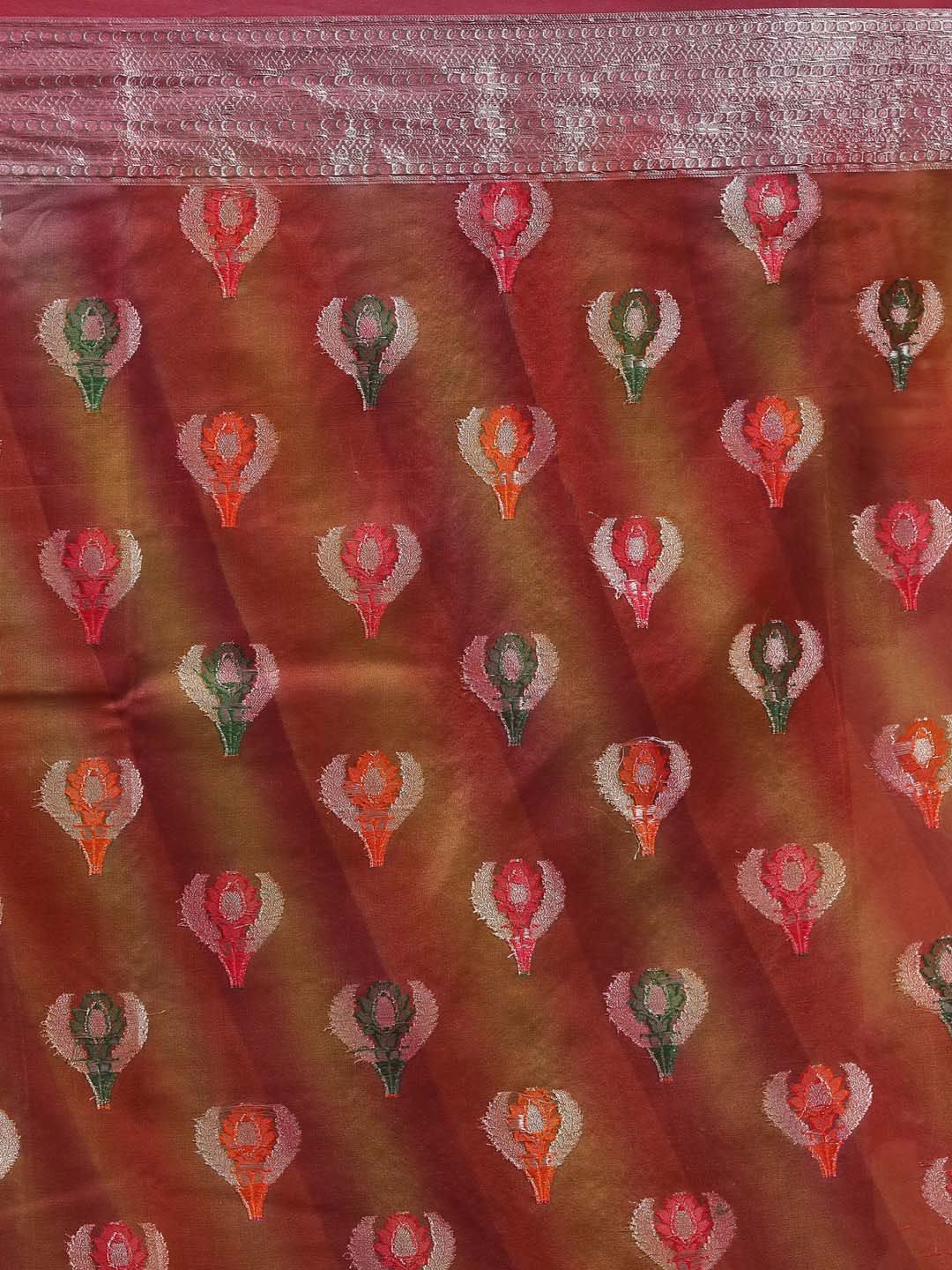 Indethnic Banarasi Multi Woven Design Printed Party Wear Saree - Saree Detail View