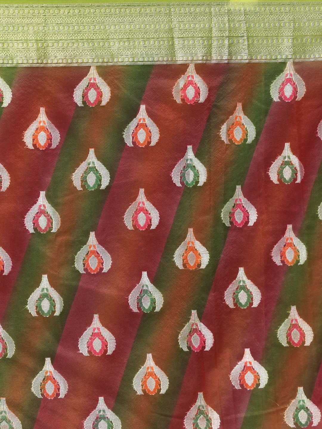 Indethnic Banarasi Multi Woven Design Printed Party Wear Saree - Saree Detail View