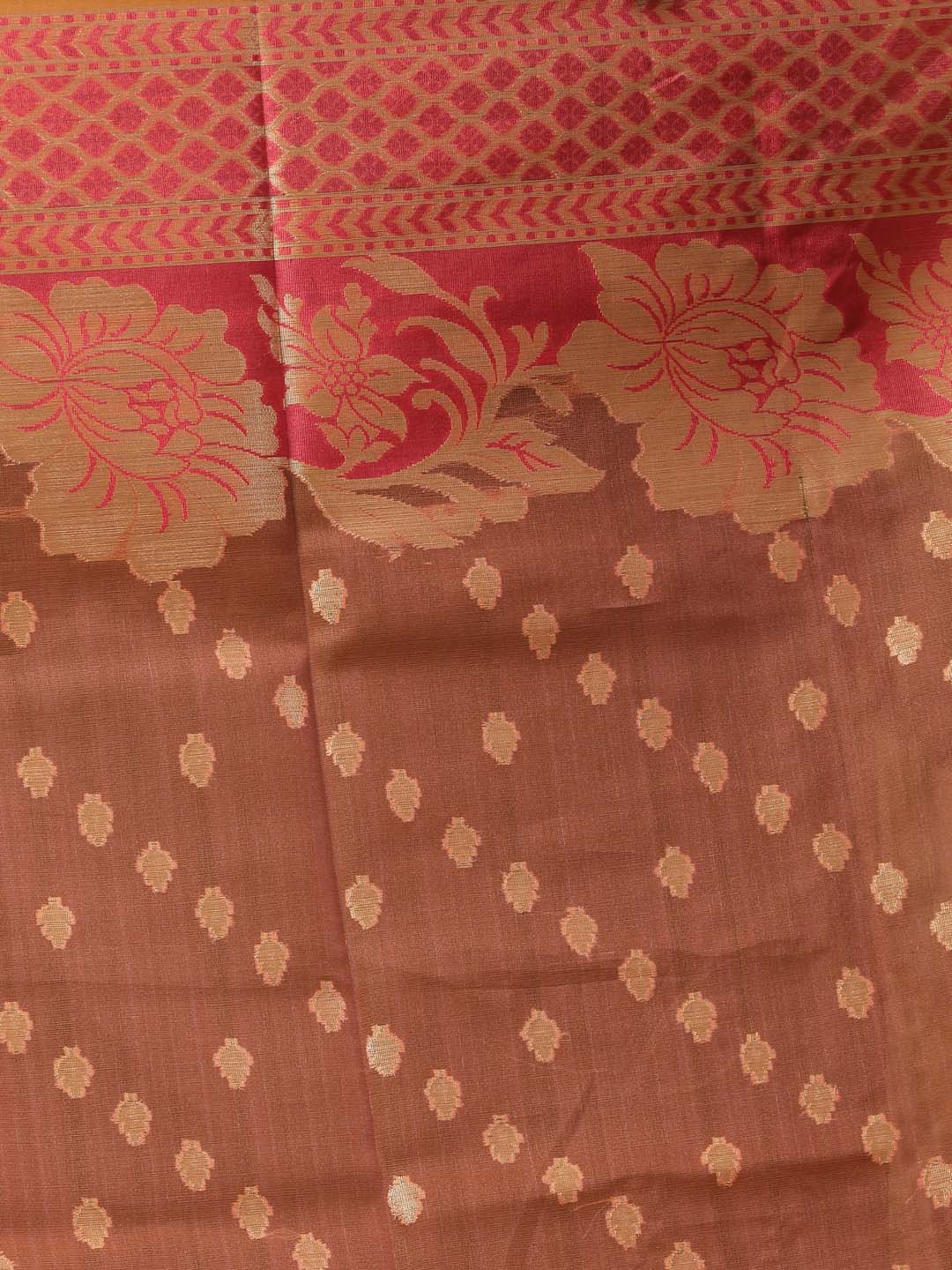 Indethnic Banarasi Orange Ethnic Motifs Woven Design Traditional Wear Saree - Saree Detail View