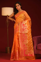 PEACH CHARM (BANARASI COTTON BLEND SAREE)