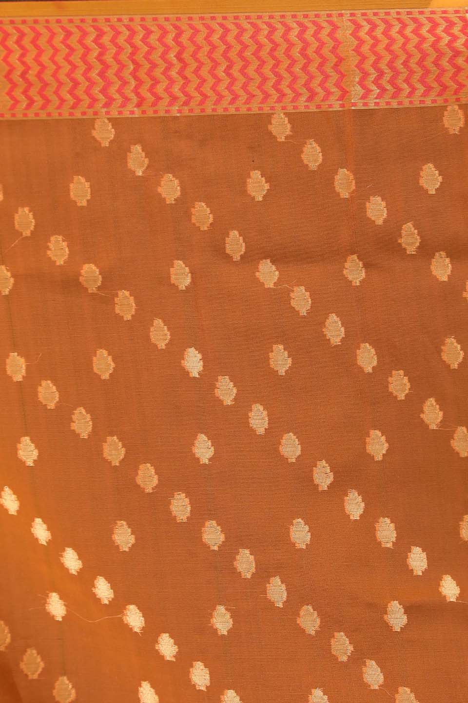 Indethnic Banarasi Peach Ethnic Motifs Woven Design Traditional Wear Saree - Saree Detail View