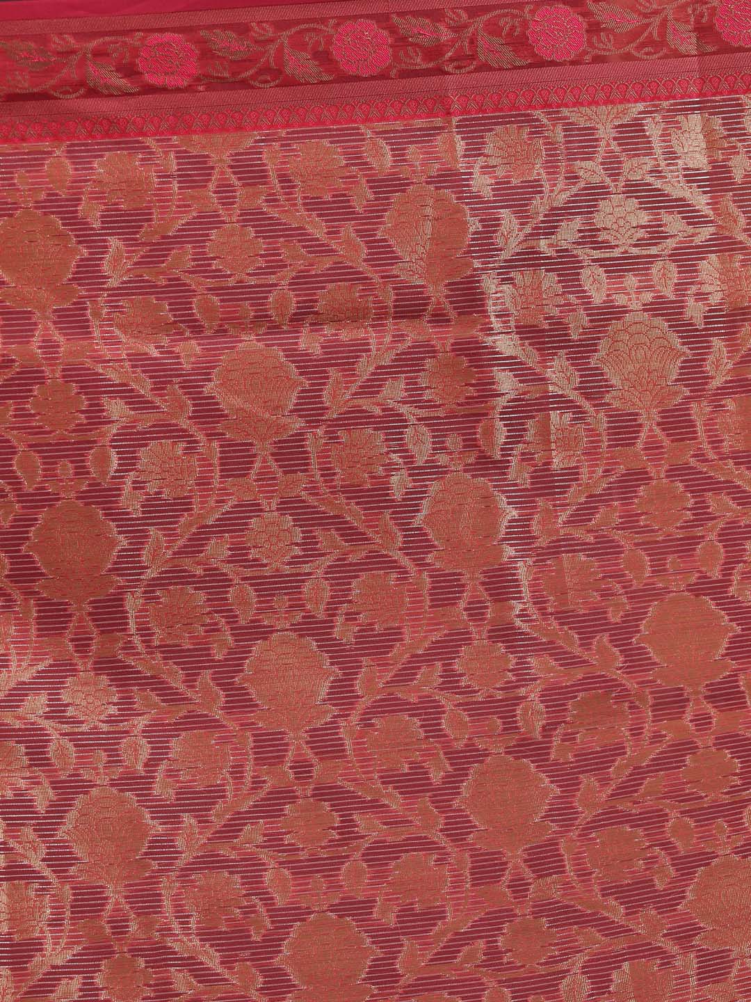 Indethnic Banarasi Pink Floral Woven Design Traditional Wear Saree - Saree Detail View