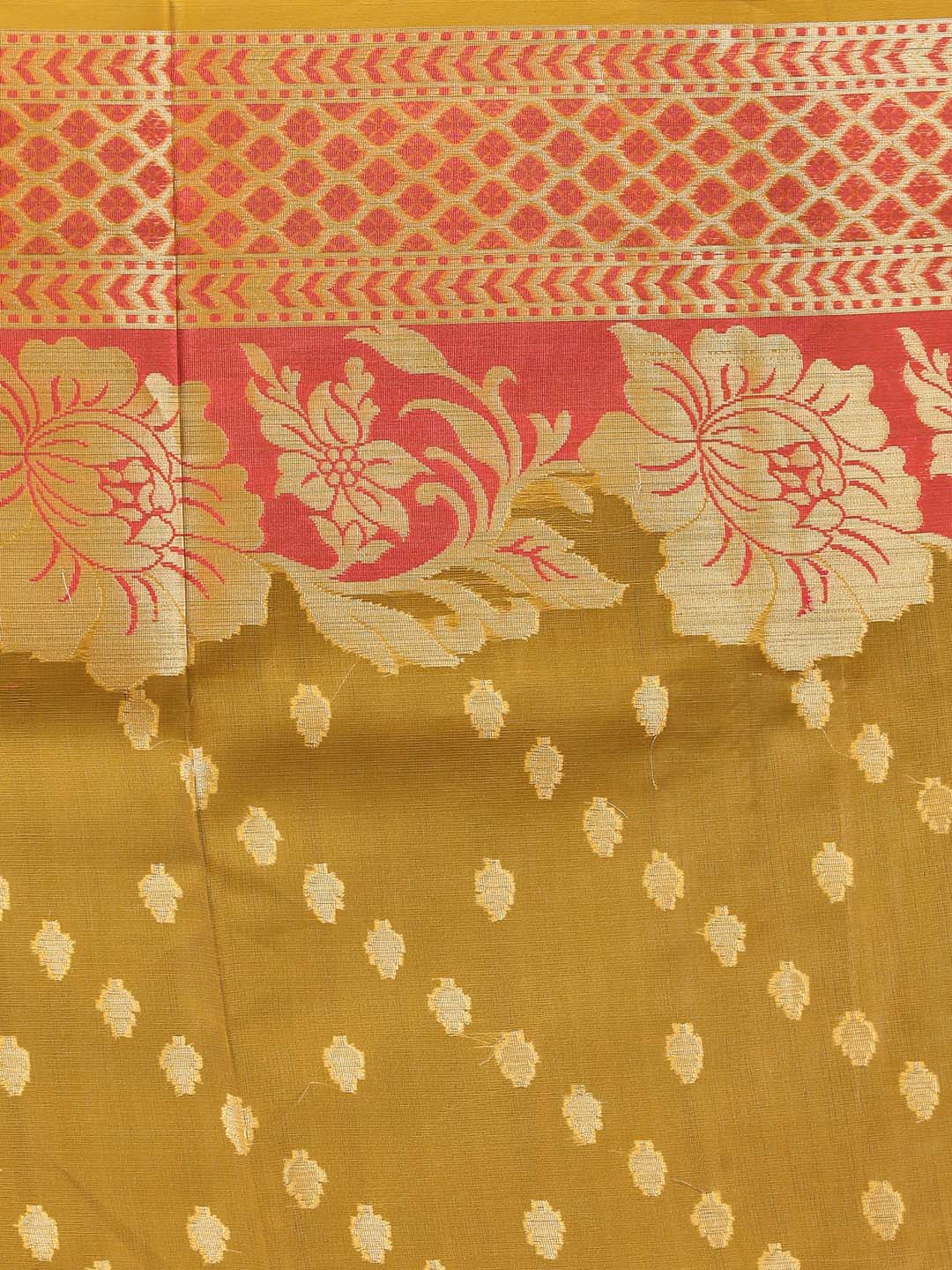 Indethnic Banarasi Yellow Ethnic Motifs Woven Design Traditional Wear Saree - Saree Detail View
