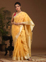 YELLOW DESIRE (BANARASI COTTON BLEND SAREE)