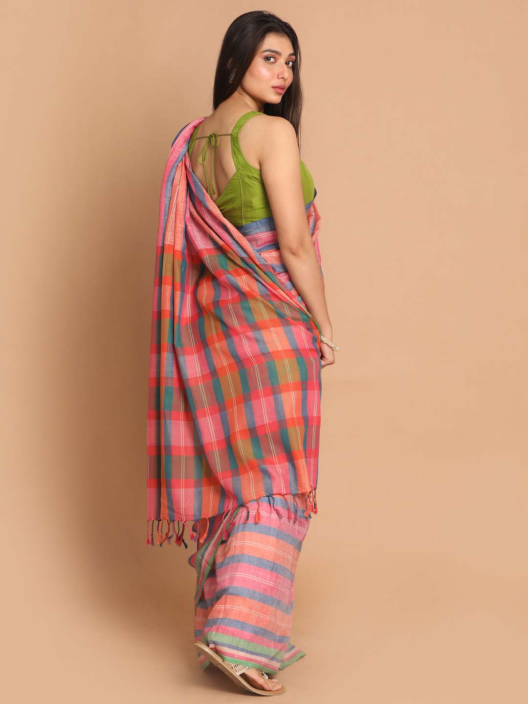Indethnic Banarasi Multi Color Blocked Daily Wear Saree - View 3