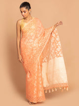 PAPAYA PUNCH (BANARASI COTTON BLEND SAREE)