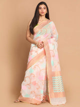 BLOSSOM WHISPERS (BANARASI LINEN SAREE)