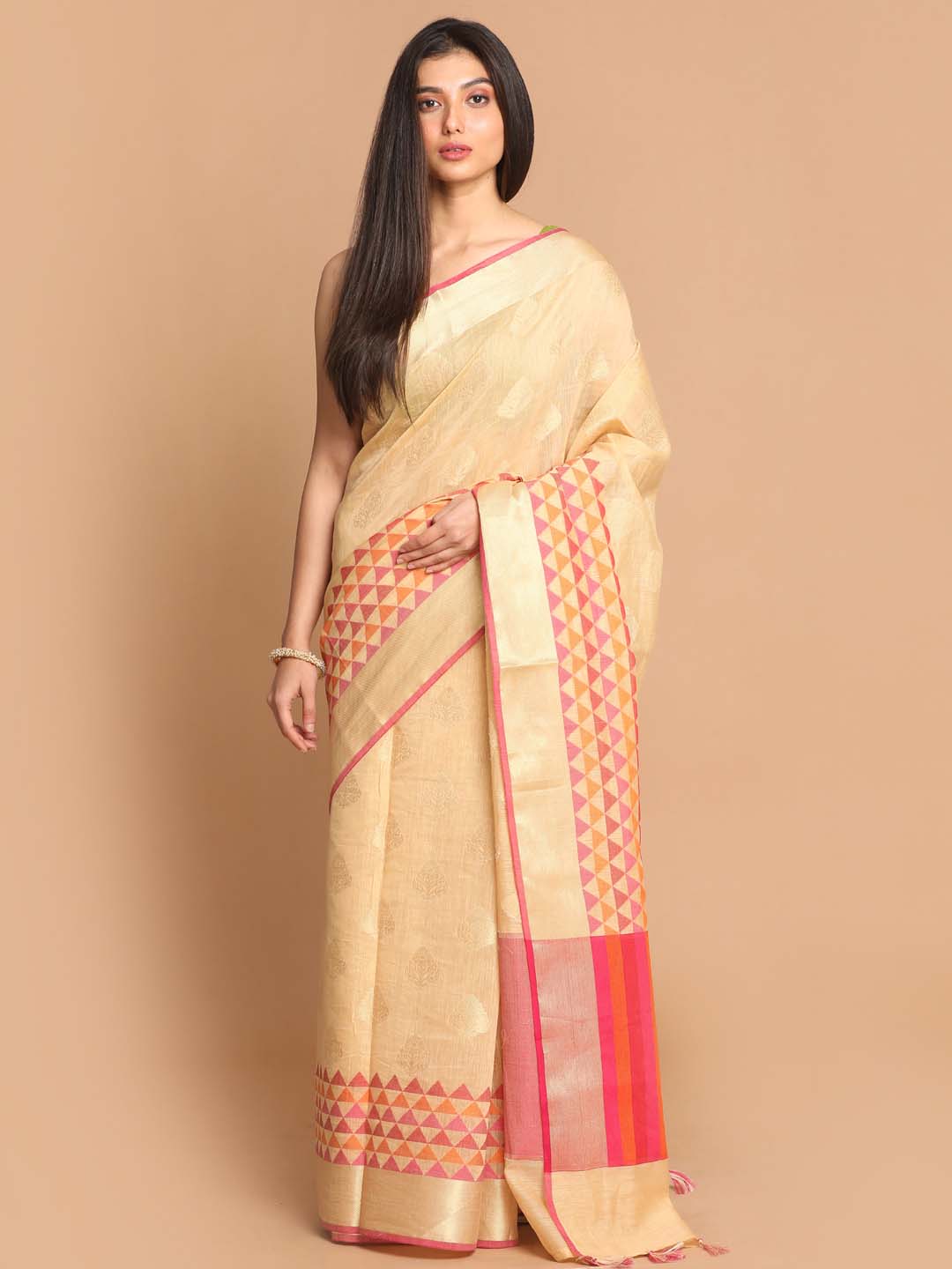 Indethnic Banarasi Gold Woven Design Work Wear Saree - View 2