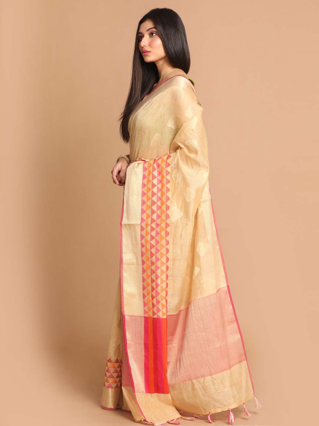Indethnic Banarasi Gold Woven Design Work Wear Saree - View 2