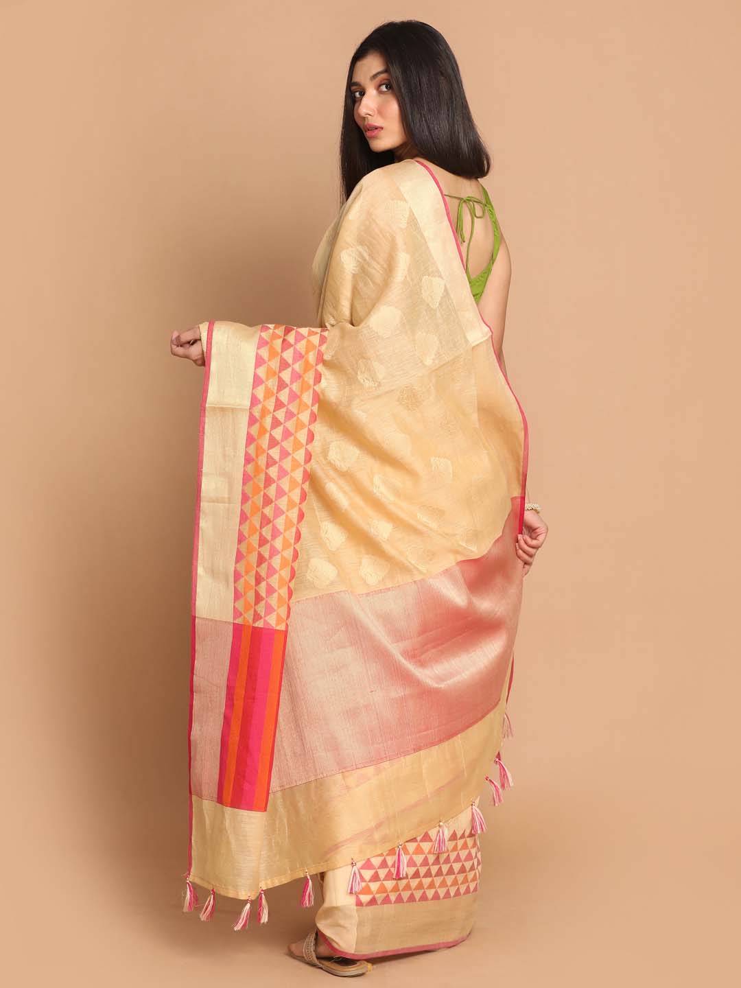 Indethnic Banarasi Gold Woven Design Work Wear Saree - View 3