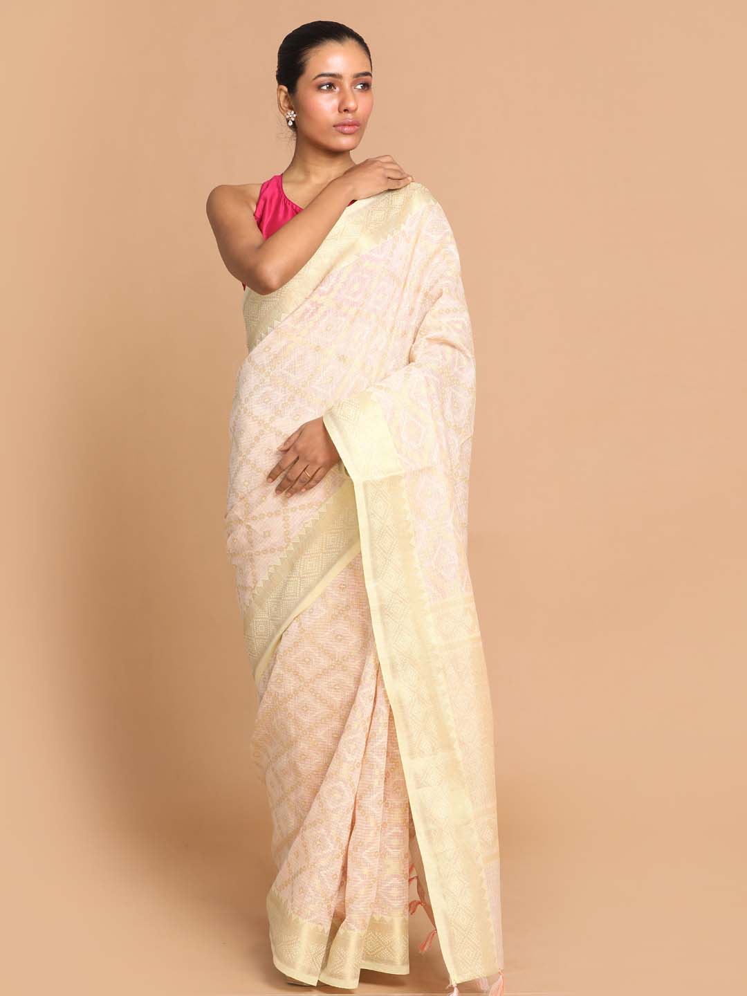 Indethnic Banarasi GOLD Woven Design Work Wear Saree - View 1