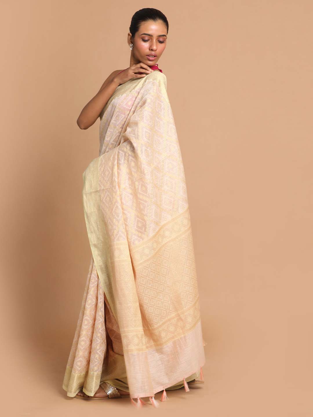 Indethnic Banarasi GOLD Woven Design Work Wear Saree - View 2
