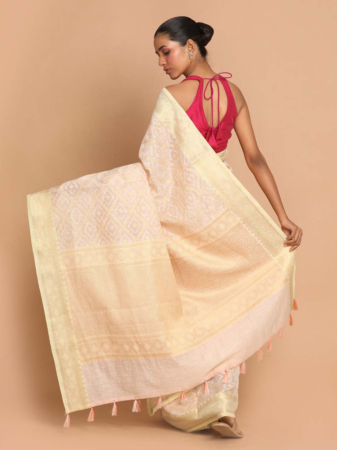 Indethnic Banarasi GOLD Woven Design Work Wear Saree - View 3