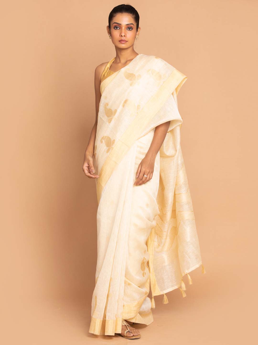 Indethnic Banarasi Gold Woven Design Work Wear Saree - View 1