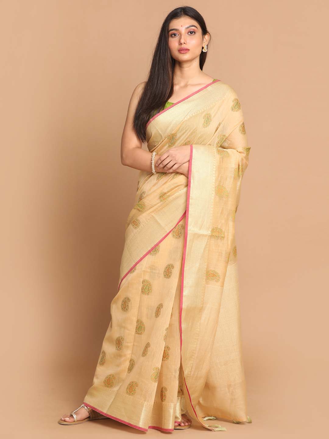 Indethnic Banarasi Gold Woven Design Work Wear Saree - View 1