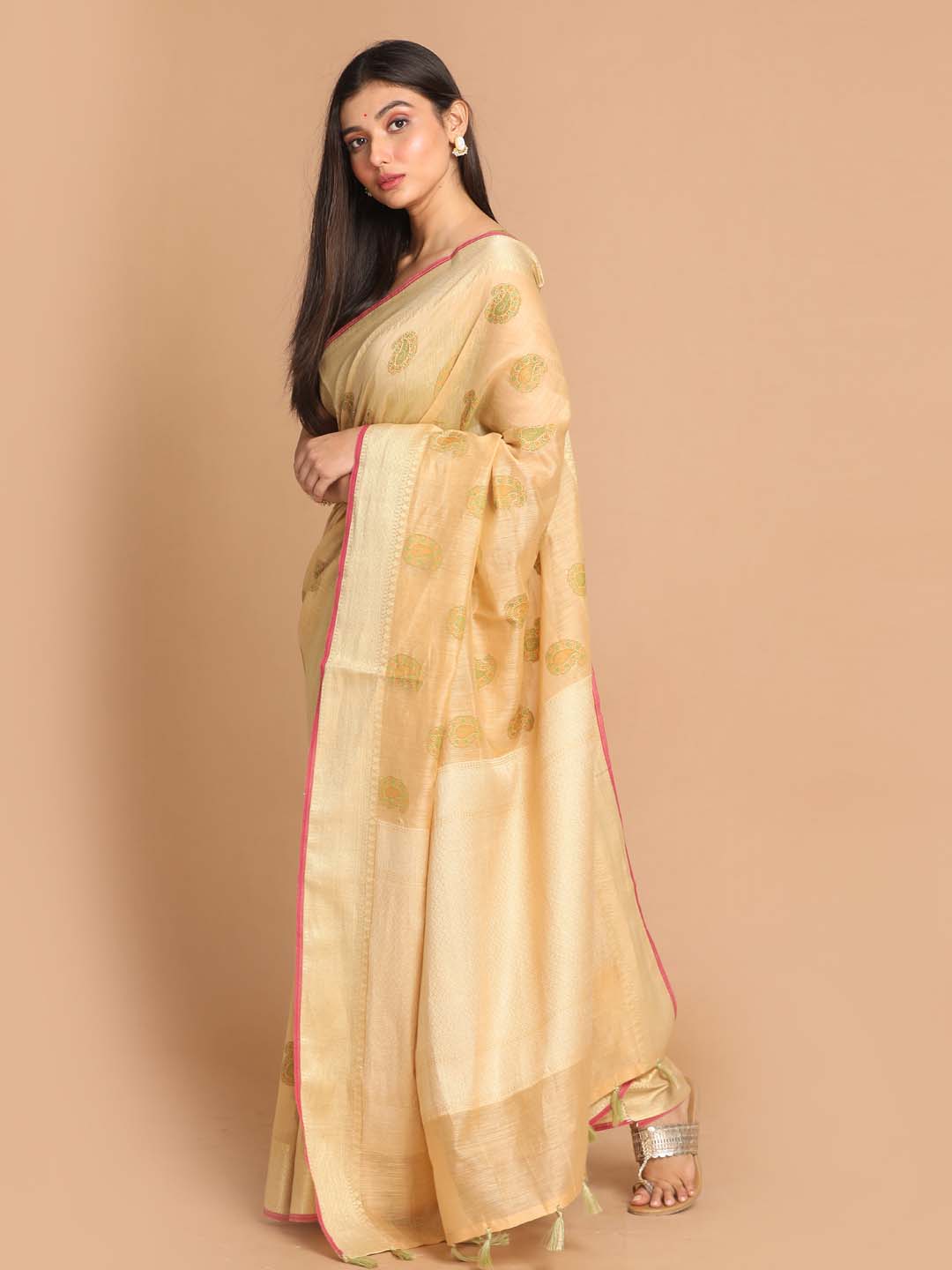 Indethnic Banarasi Gold Woven Design Work Wear Saree - View 1