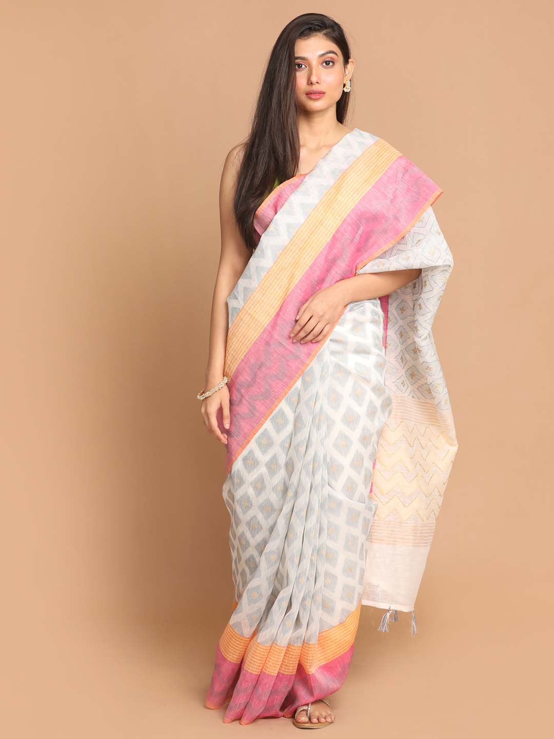 Indethnic Banarasi GREY Woven Design Work Wear Saree - View 2