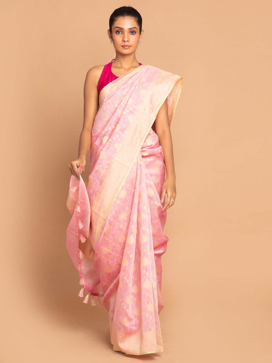 Indethnic Banarasi MAGENTA Woven Design Work Wear Saree - View 1