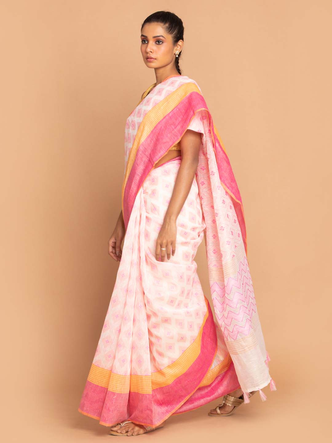 Indethnic Banarasi PINK Woven Design Work Wear Saree - View 2