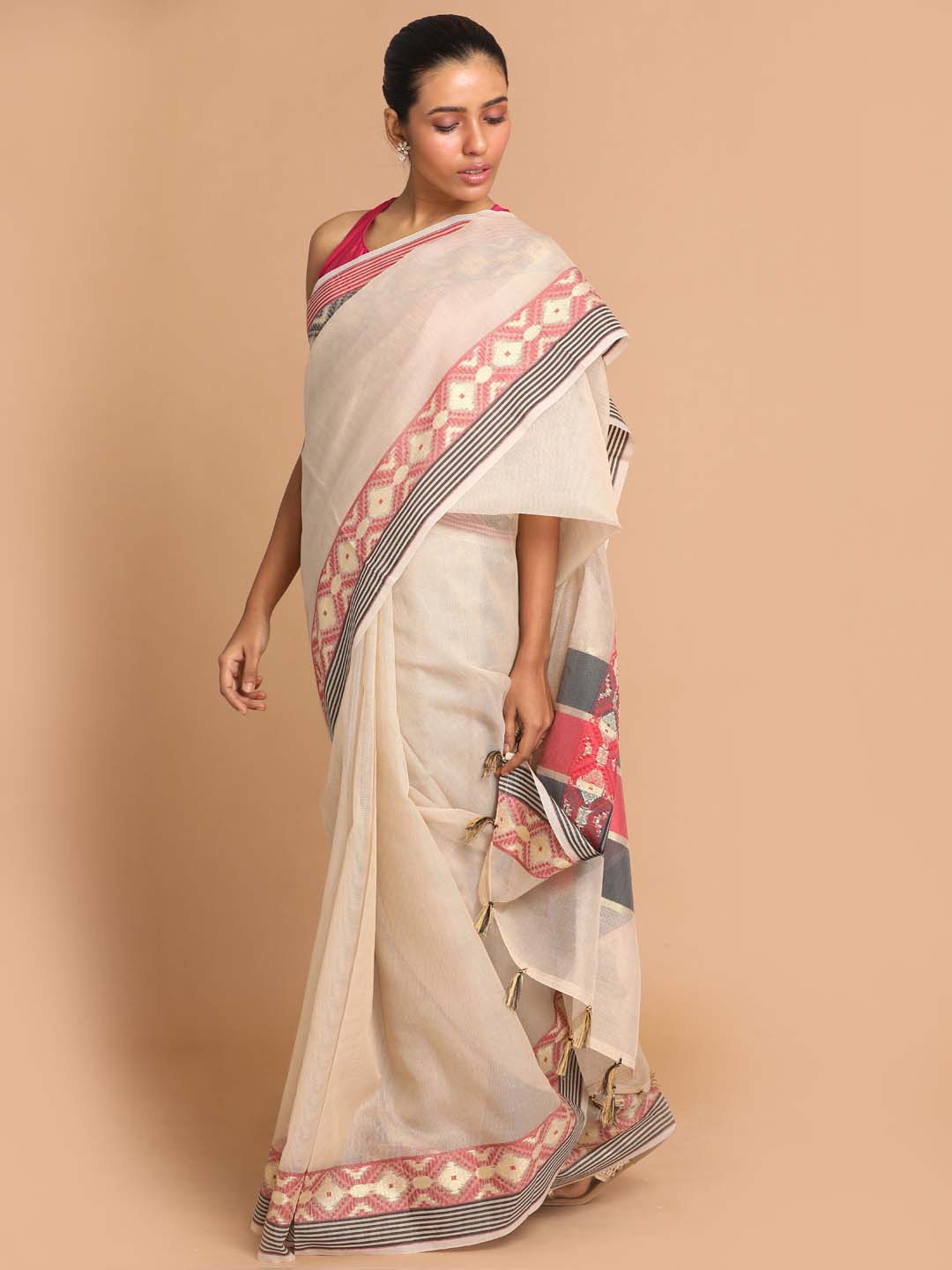 Indethnic Banarasi BISCUIT Woven Design Work Wear Saree - View 2