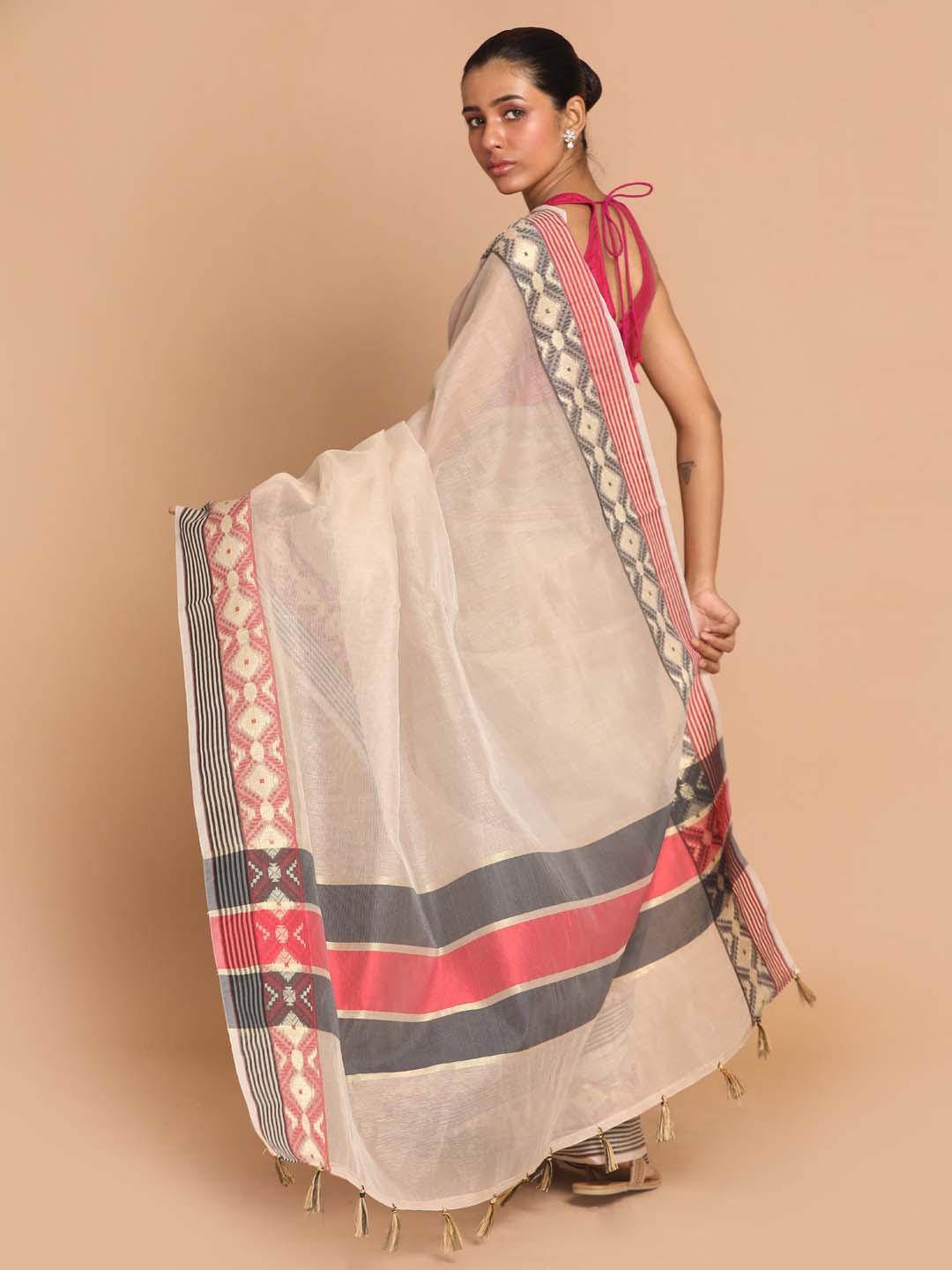 Indethnic Banarasi BISCUIT Woven Design Work Wear Saree - View 3