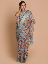 OCEAN OF BLOOM (BANARASI ORGANZA SAREE)