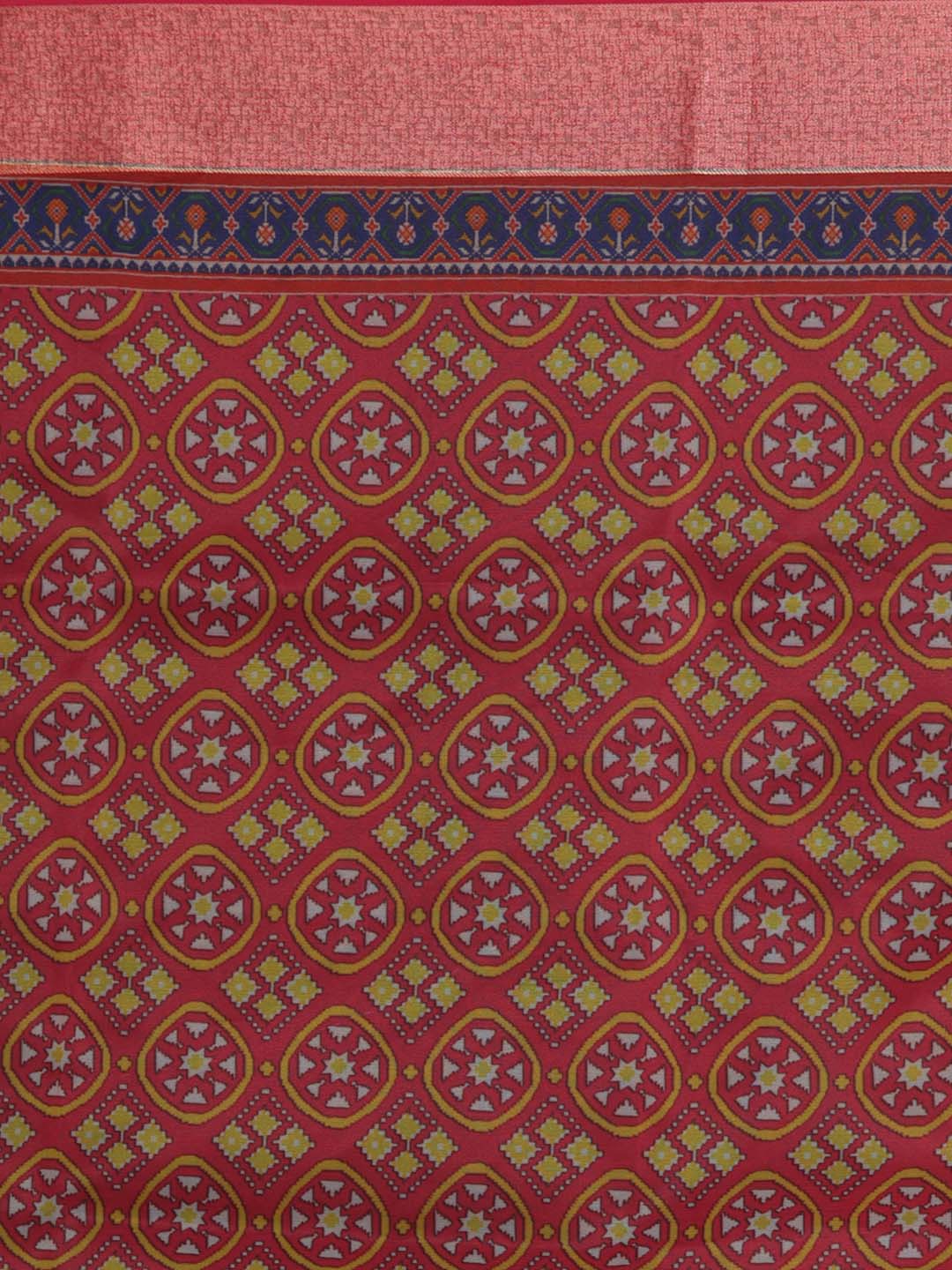 Indethnic Banarasi Coral Printed Party Wear Saree - Saree Detail View