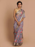 Indethnic Banarasi Lavendar Printed Party Wear Saree - View 1