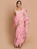 Indethnic Banarasi Pink Printed Party Wear Saree - View 1