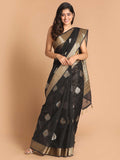Indethnic Banarasi Black Woven Design Festive Wear Saree - View 1