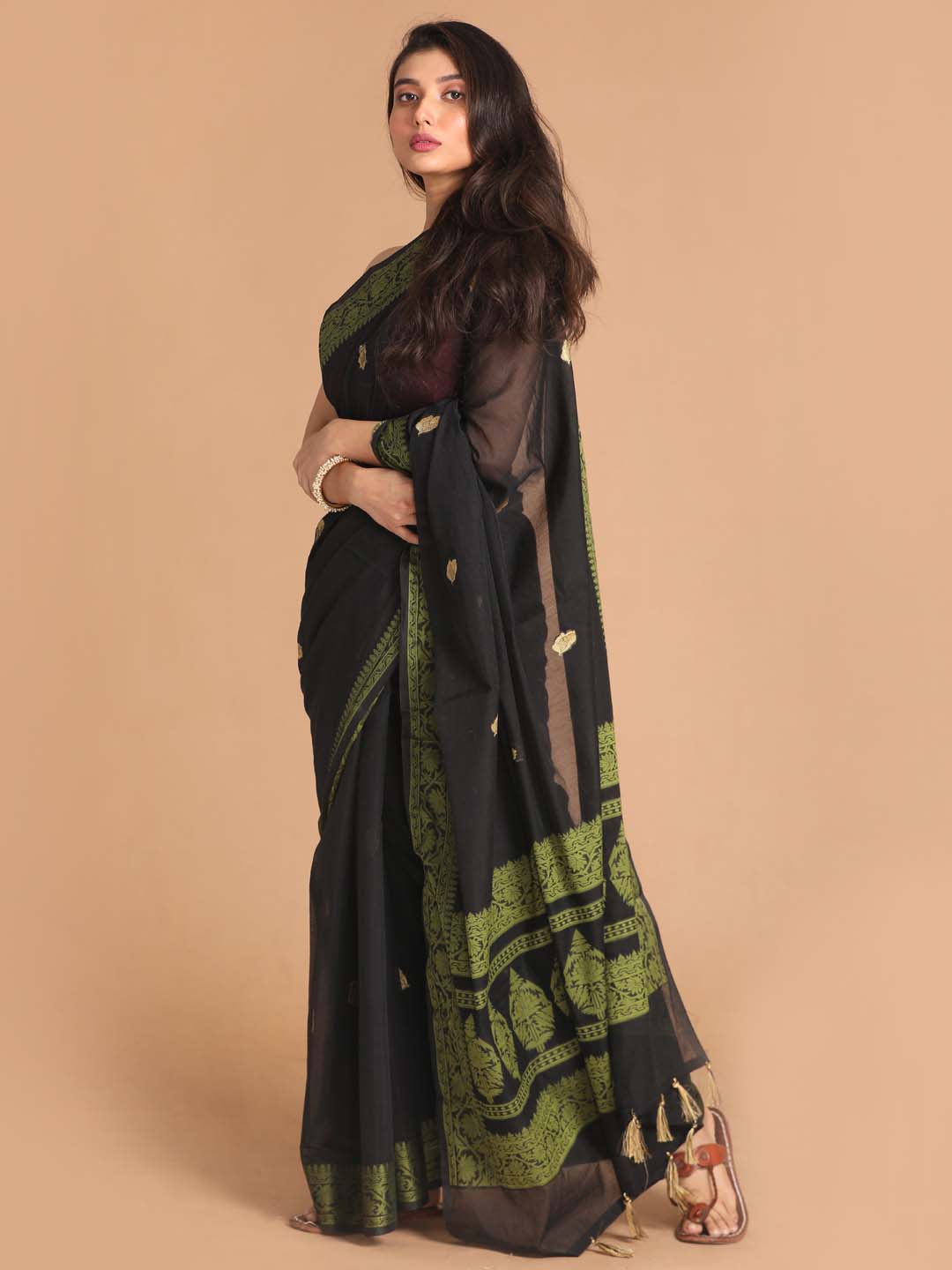 Indethnic Banarasi Black Woven Design Festive Wear Saree - View 2