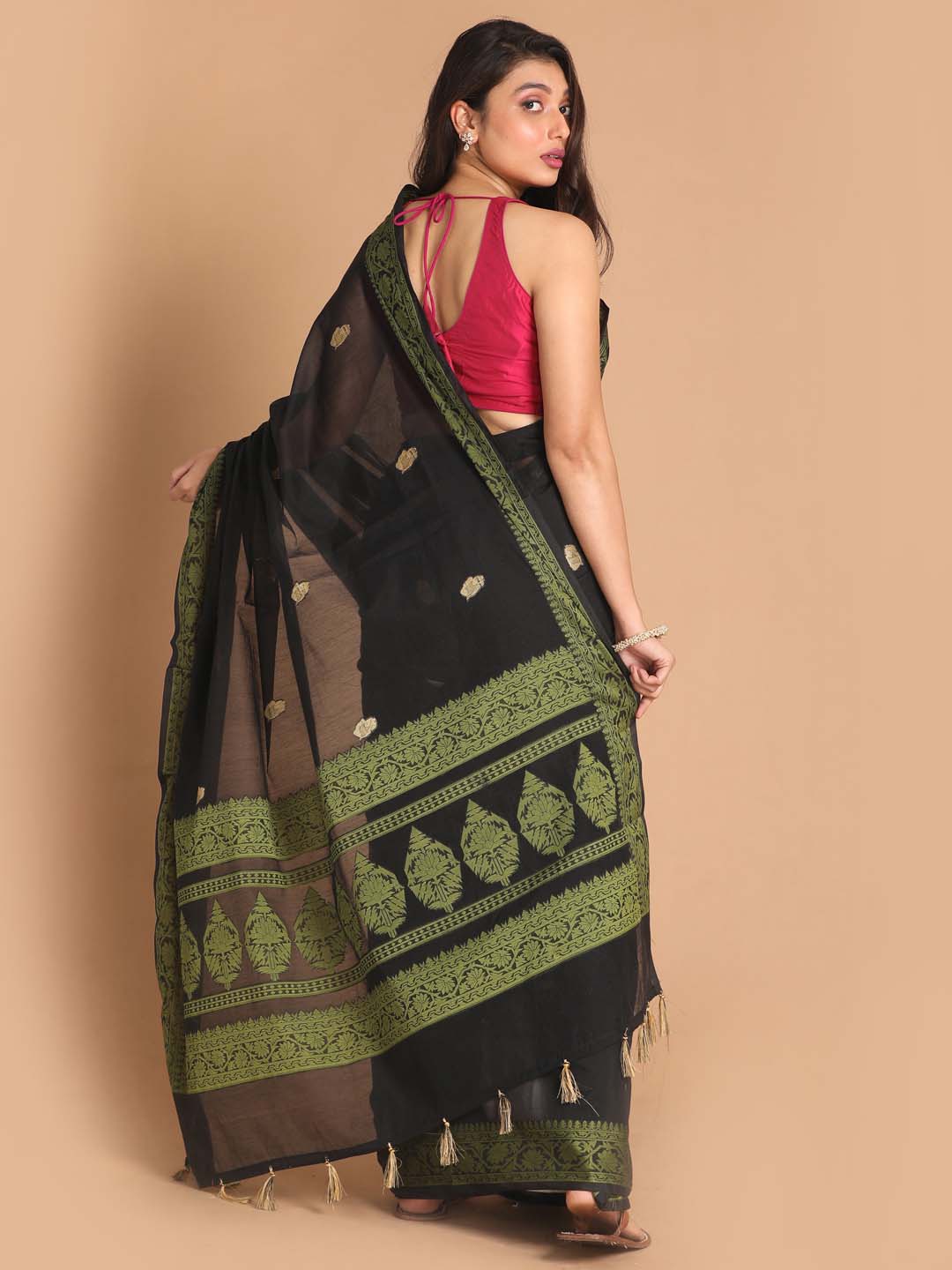 Indethnic Banarasi Black Woven Design Festive Wear Saree - View 3