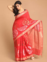 RED FLOWER (BANARASI COTTON BLEND SAREE)
