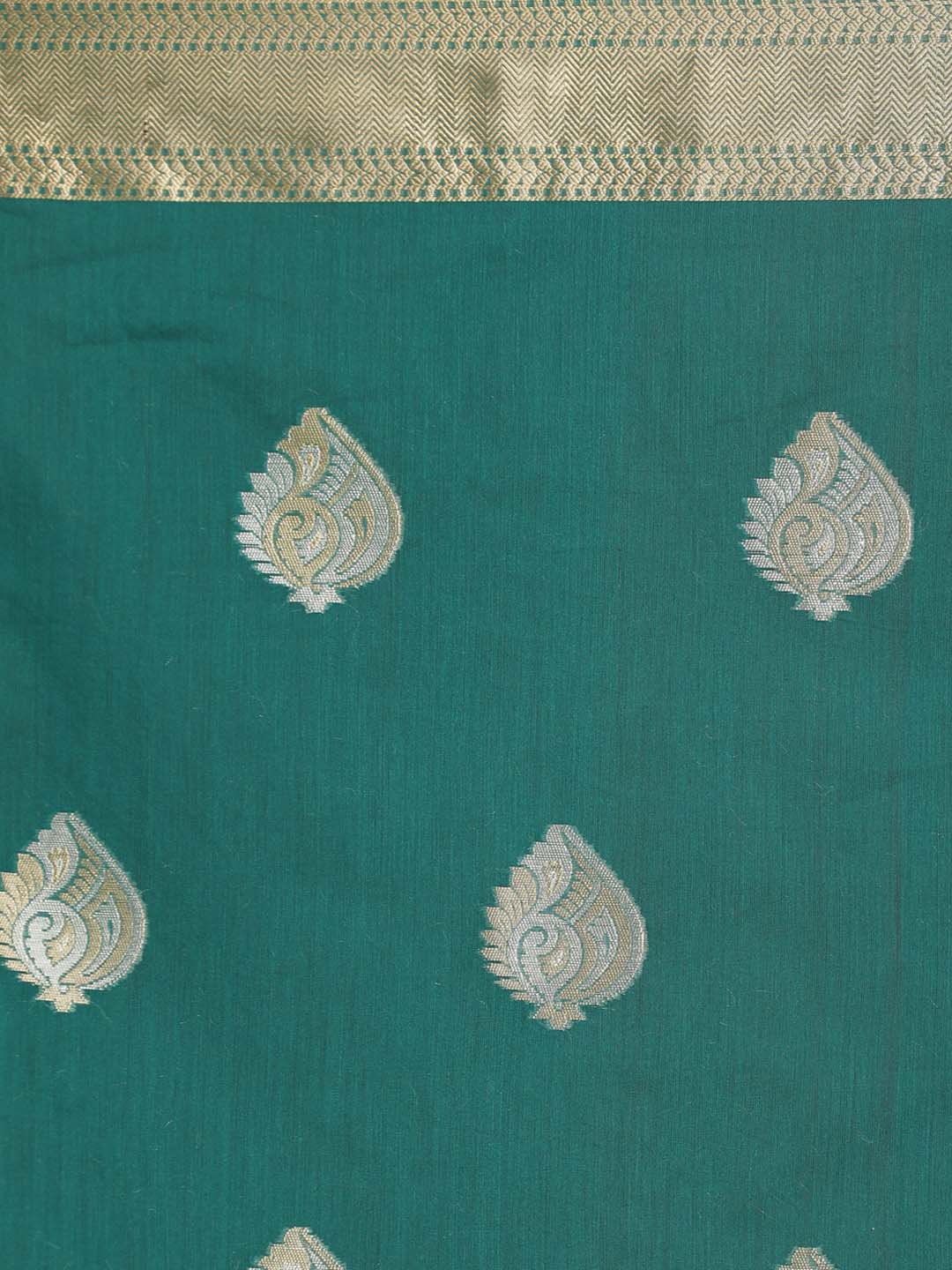 Indethnic Banarasi Green Woven Design Festive Wear Saree - Saree Detail View