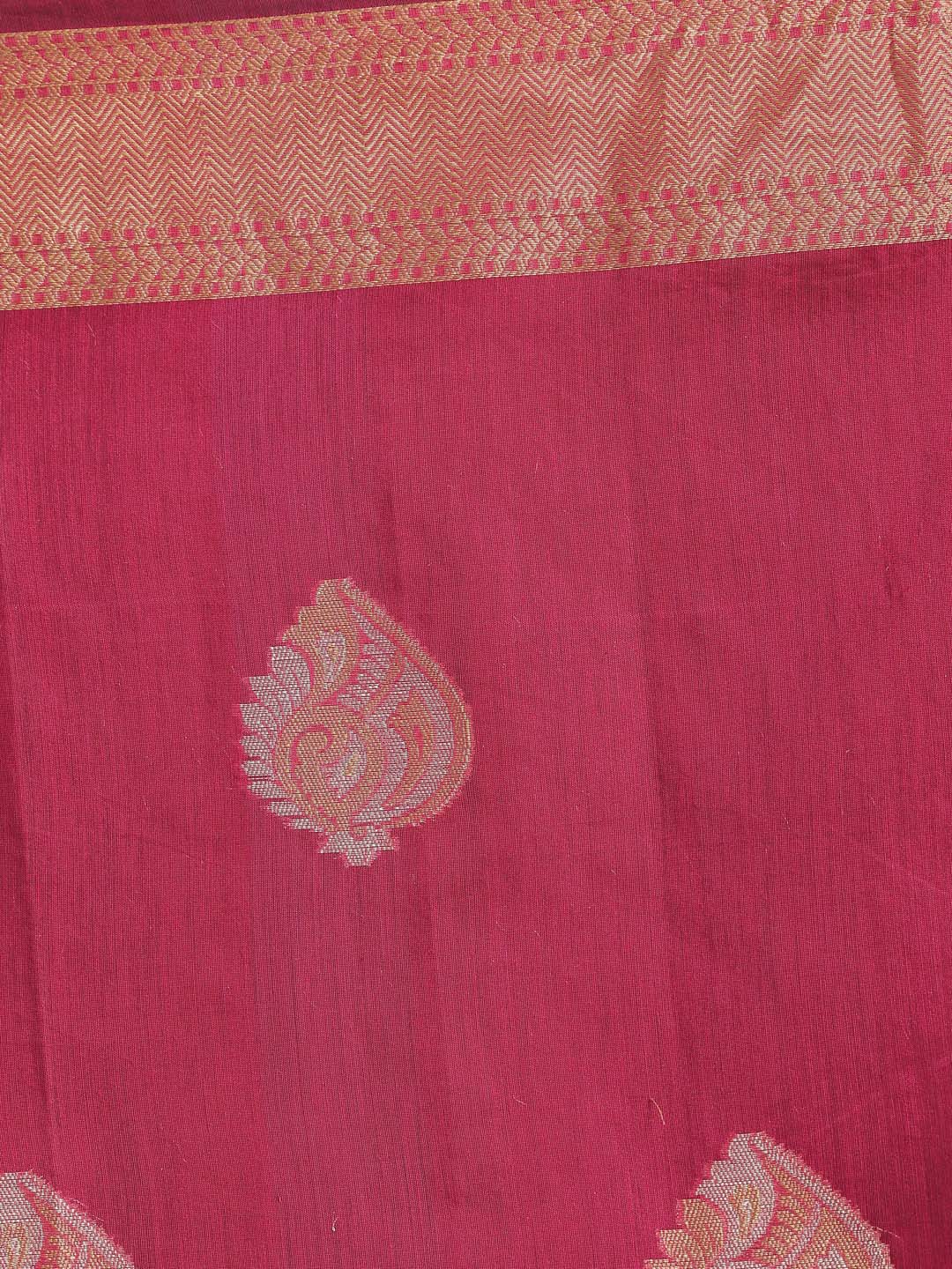 Indethnic Banarasi Magenta Woven Design Festive Wear Saree - Saree Detail View