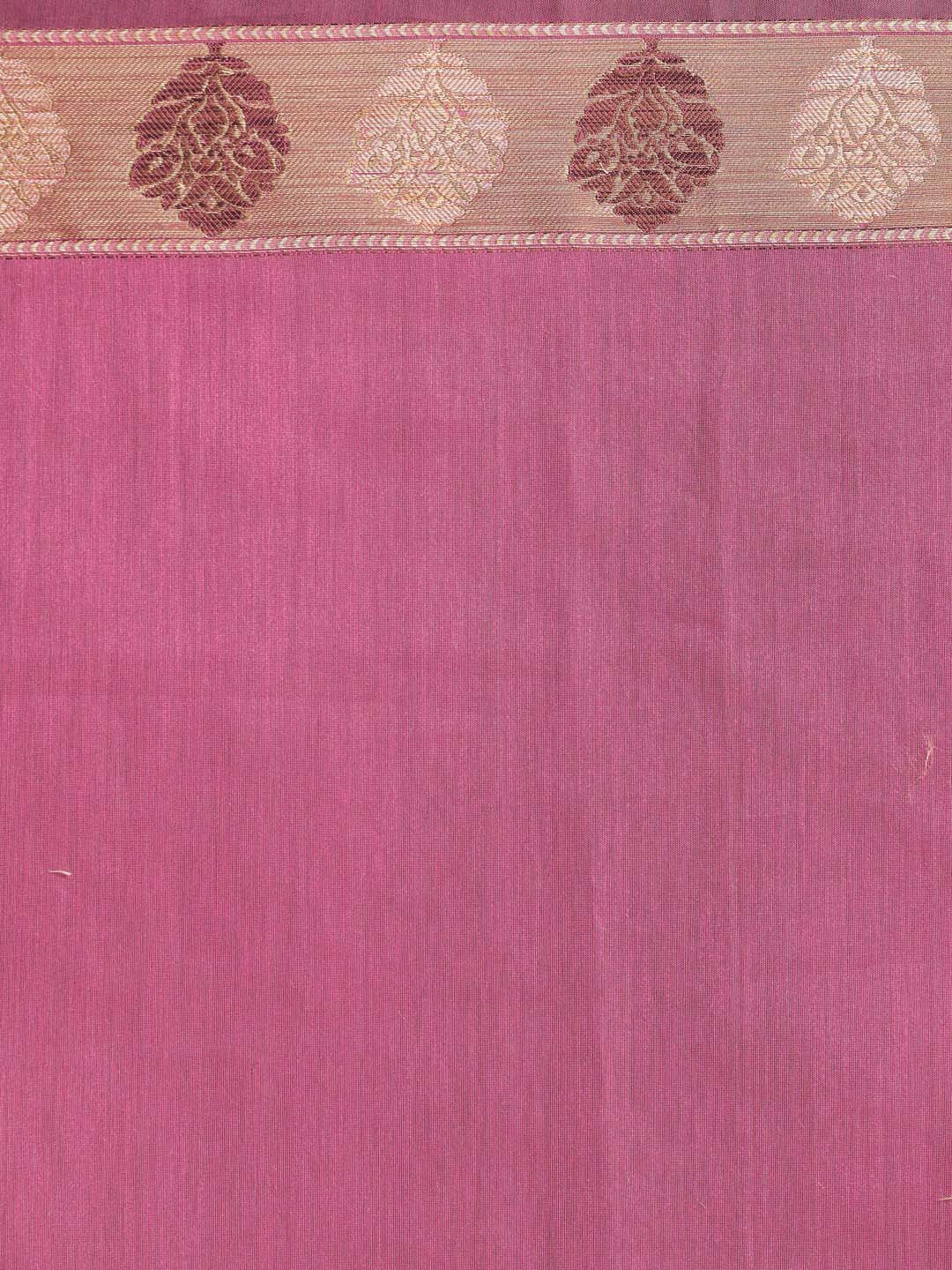 Indethnic Banarasi Purple Solid Work Wear Saree - Saree Detail View