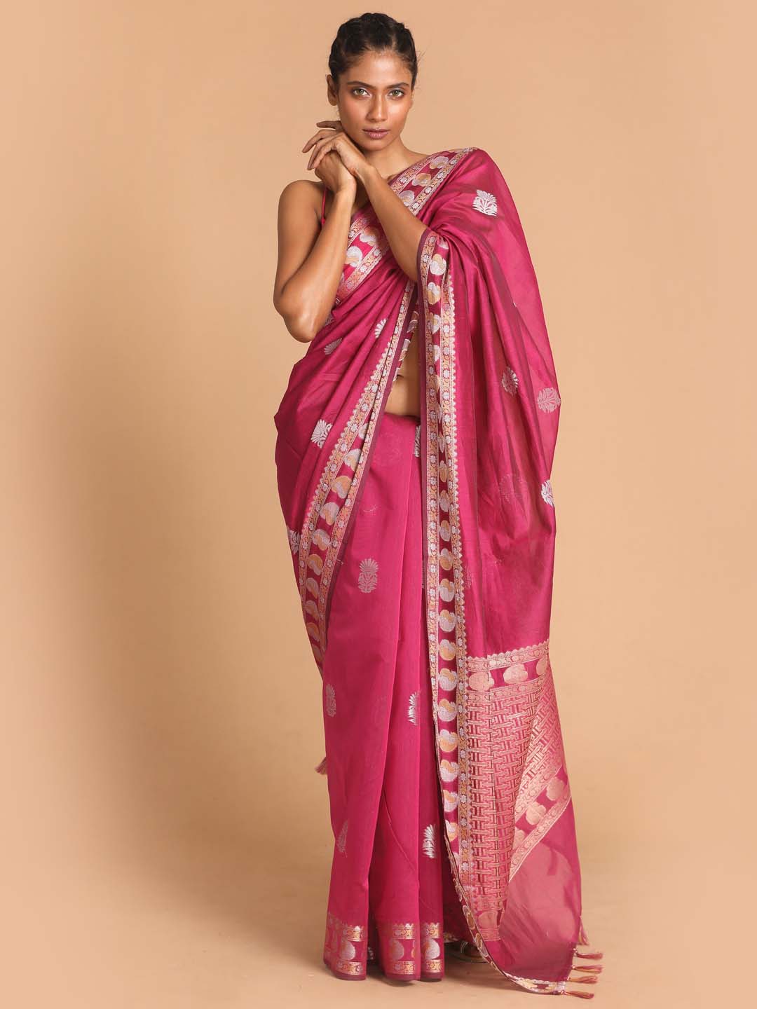 Indethnic Banarasi Purple Woven Design Daily Wear Saree - View 1