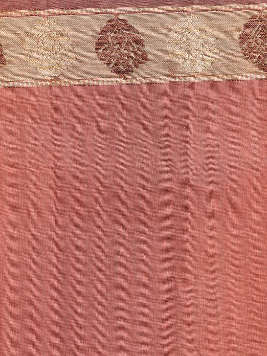 Indethnic Banarasi Rust Solid Work Wear Saree - Saree Detail View