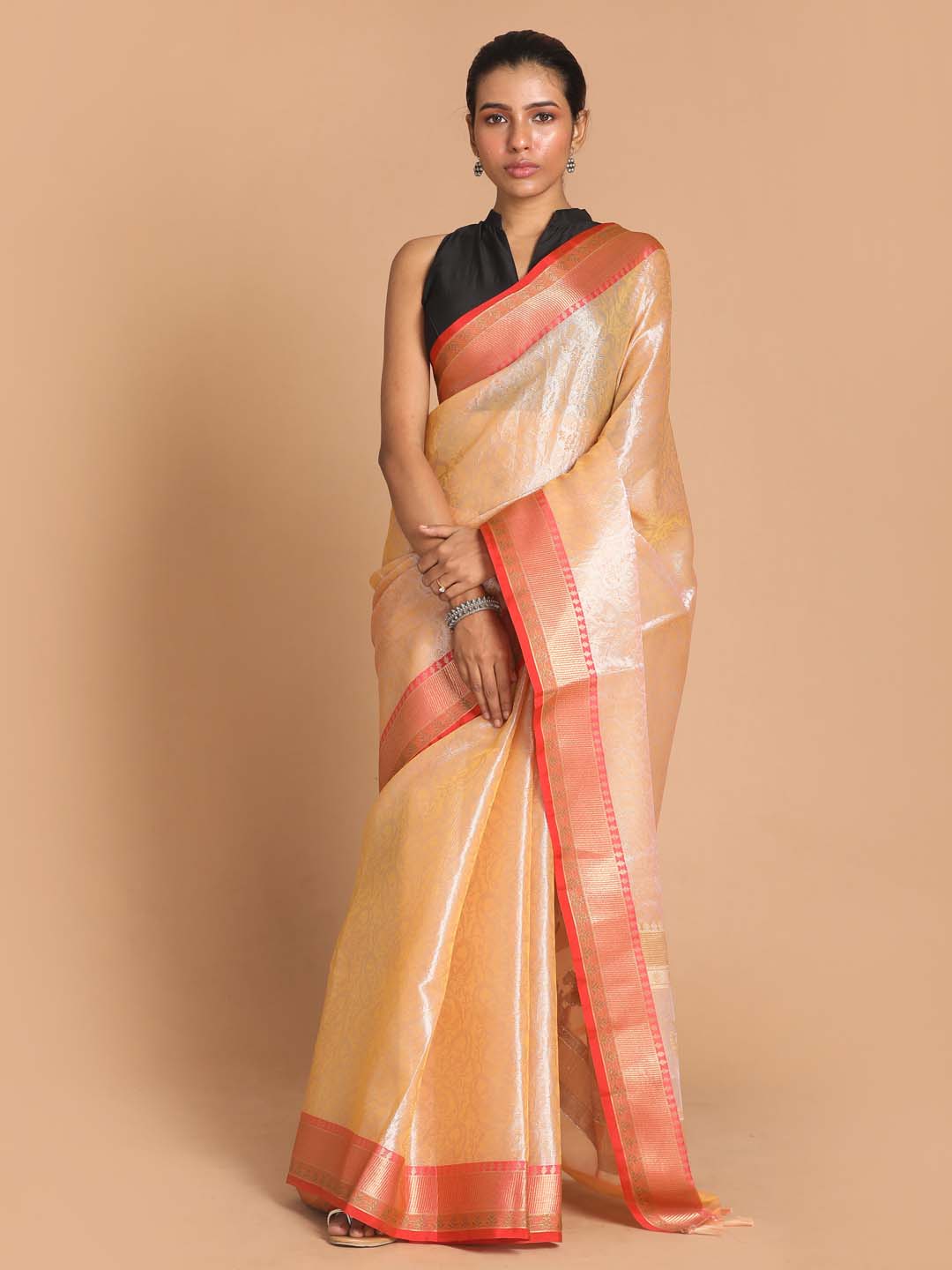 Indethnic Banarasi Beige Woven Design Party Wear Saree - View 1