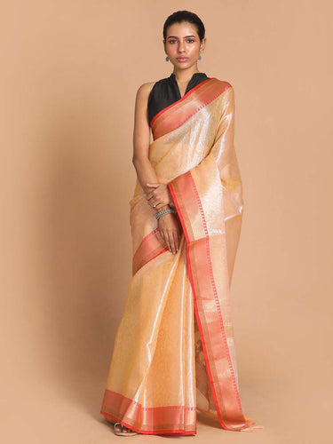 Banarasi Beige Woven Design Party Wear Saree