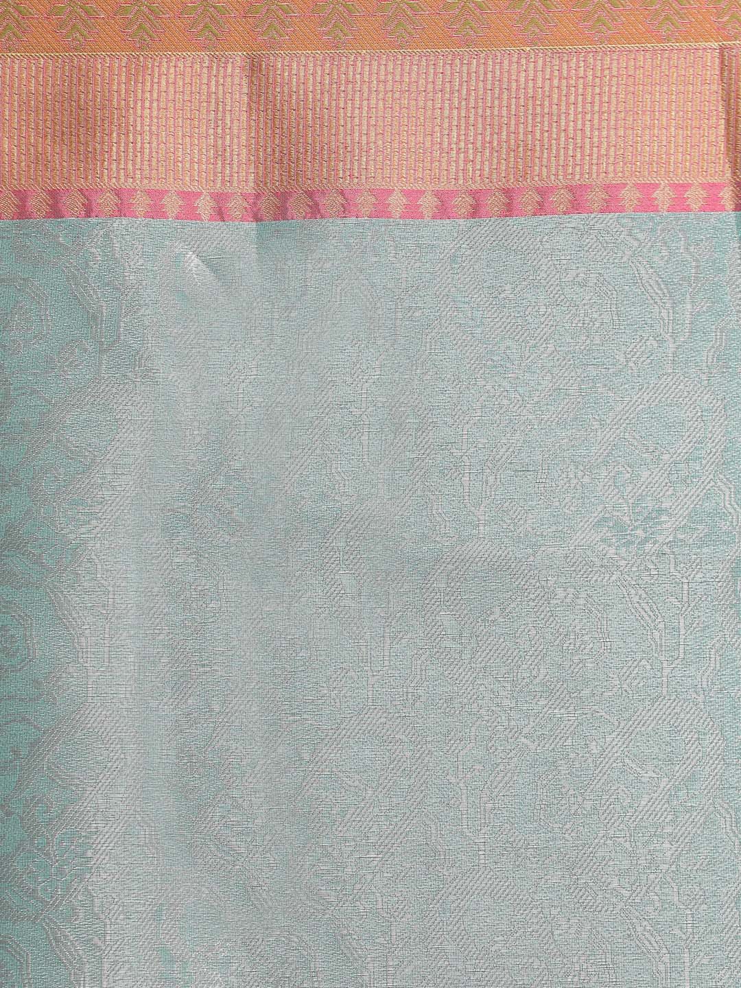 Indethnic Banarasi Blue Woven Design Party Wear Saree - Saree Detail View