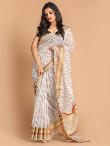 URBANCHECK (BANARASI COTTON BLEND SAREE)