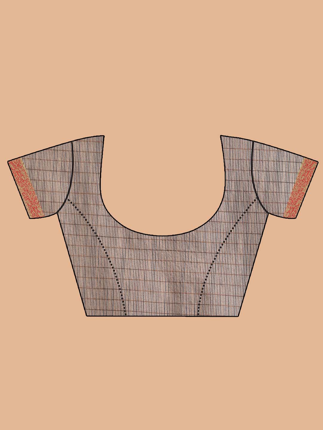 Indethnic Banarasi Grey Checked Work Wear Saree - Blouse Piece View