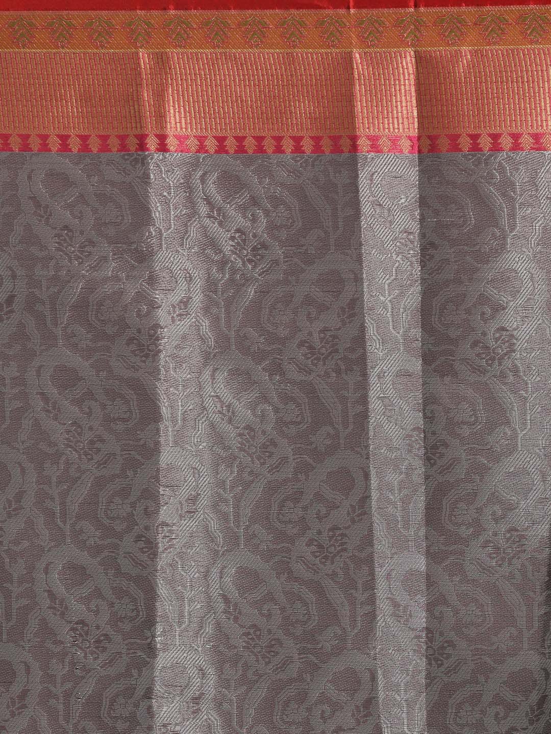 Indethnic Banarasi Grey Woven Design Party Wear Saree - Saree Detail View