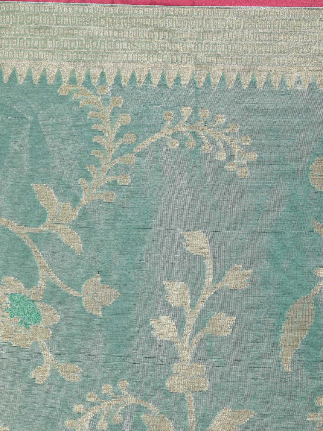 Indethnic Banarasi Sea Green Woven Design Party Wear Saree - Saree Detail View