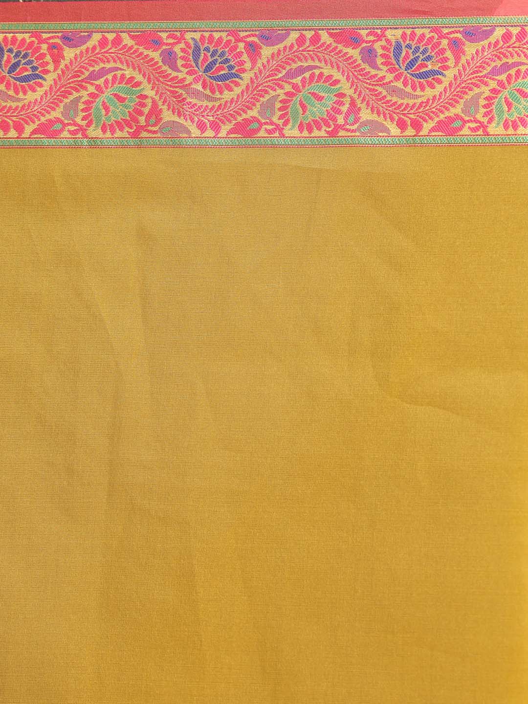 Indethnic Banarasi Yellow Solid Party Wear Saree - Saree Detail View