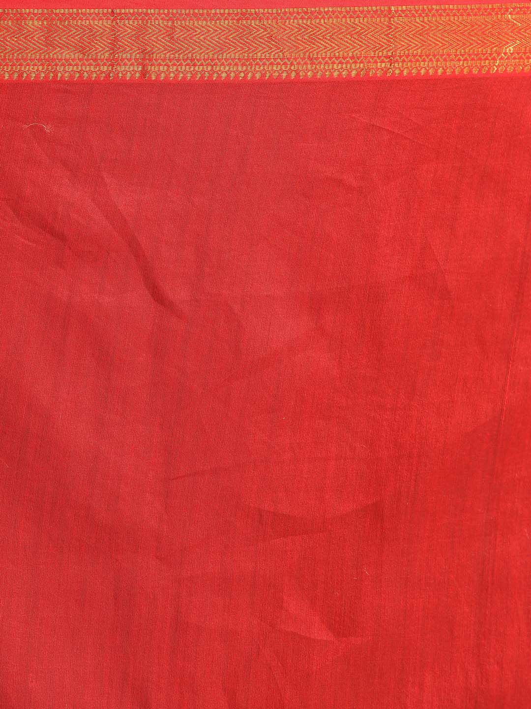 Indethnic Banarasi Red Solid Work Wear Saree - Saree Detail View