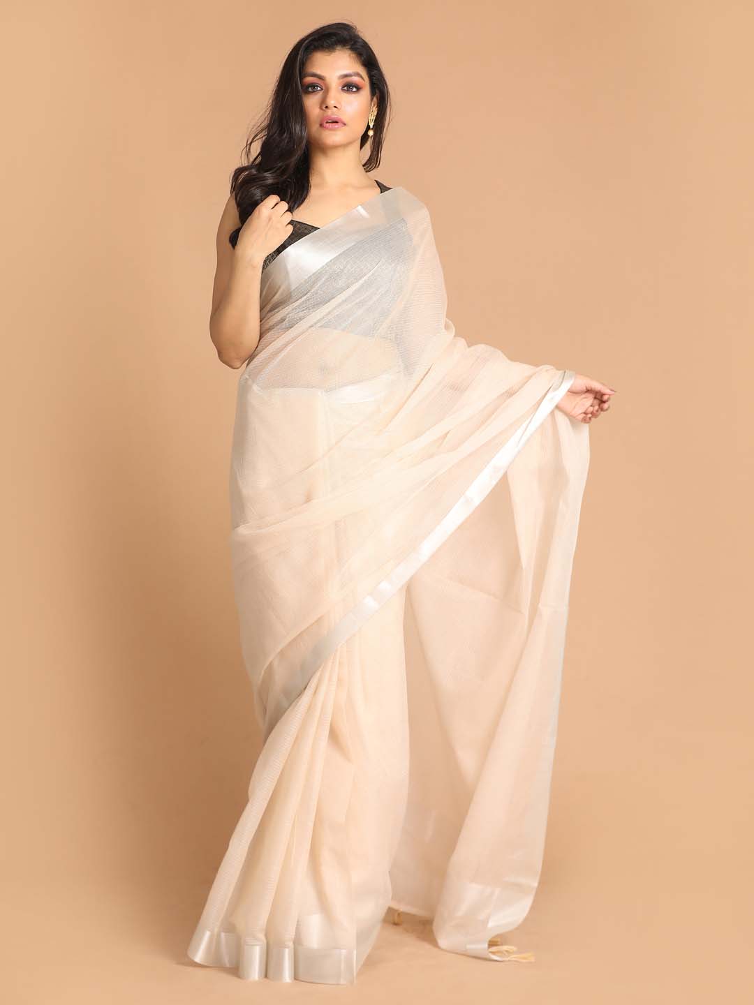 Indethnic Kota Beige Solid Work Wear Saree - View 1