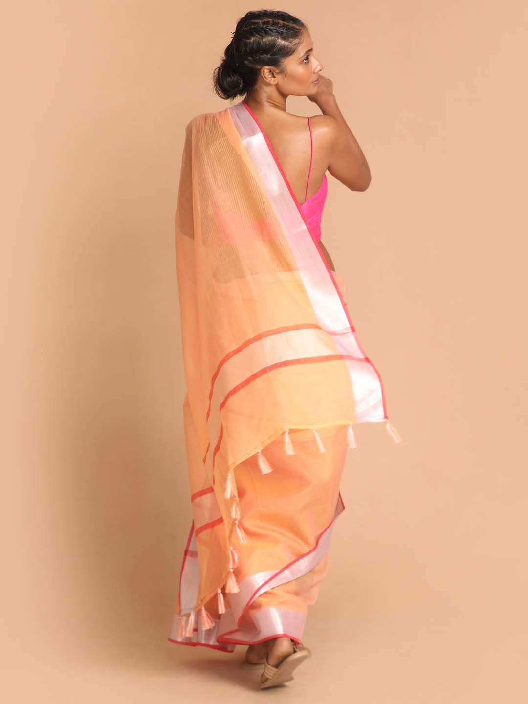 Indethnic Kota Coral Solid Work Wear Saree - View 3